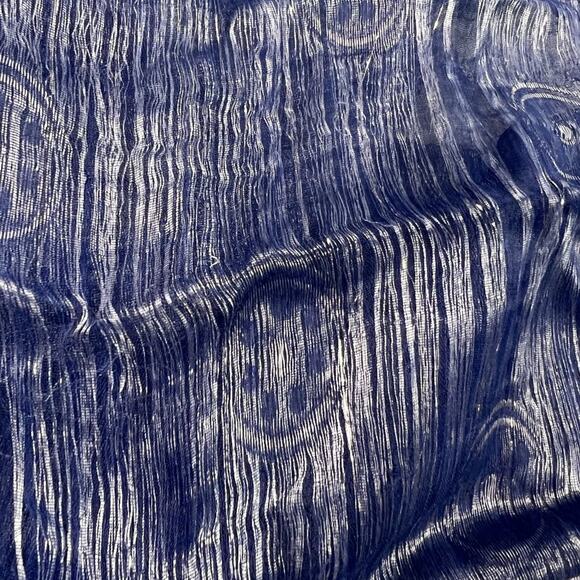 Silvery Navy and Light Blue Scarf with Silver Threading 57X19 - Picture 7 of 14